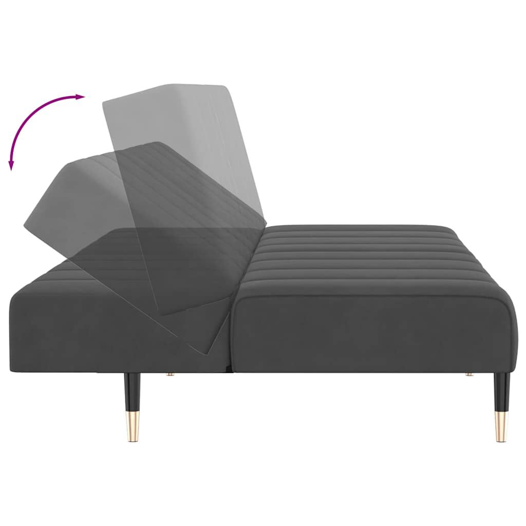 vidaXL 2-Seater Sofa Bed Dark Grey Velvet