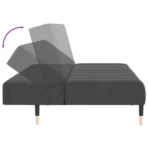 vidaXL 2-Seater Sofa Bed Dark Grey Velvet