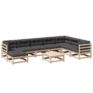 vidaXL 9 Piece Garden Sofa Set with Cushions Solid Wood Pine