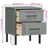 vidaXL Bedside Cabinet with Metal Legs Grey Solid Wood Pine OSLO
