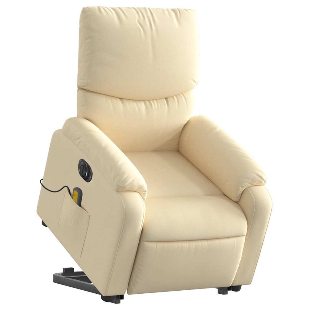 vidaXL Electric Stand up Massage Recliner Chair Cream Fabric