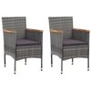 vidaXL 3 Piece Bistro Set Poly Rattan and Tempered Glass Grey