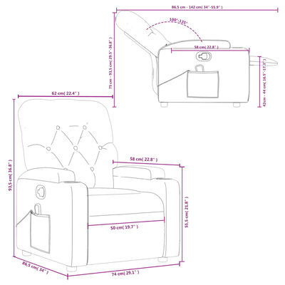 vidaXL Massage Recliner Chair Grey Faux Leather