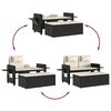 vidaXL Reclining Garden Bench with Cushions Black Poly Rattan