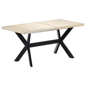 vidaXL Dining Table White 160x80x75 cm Solid Mango Wood