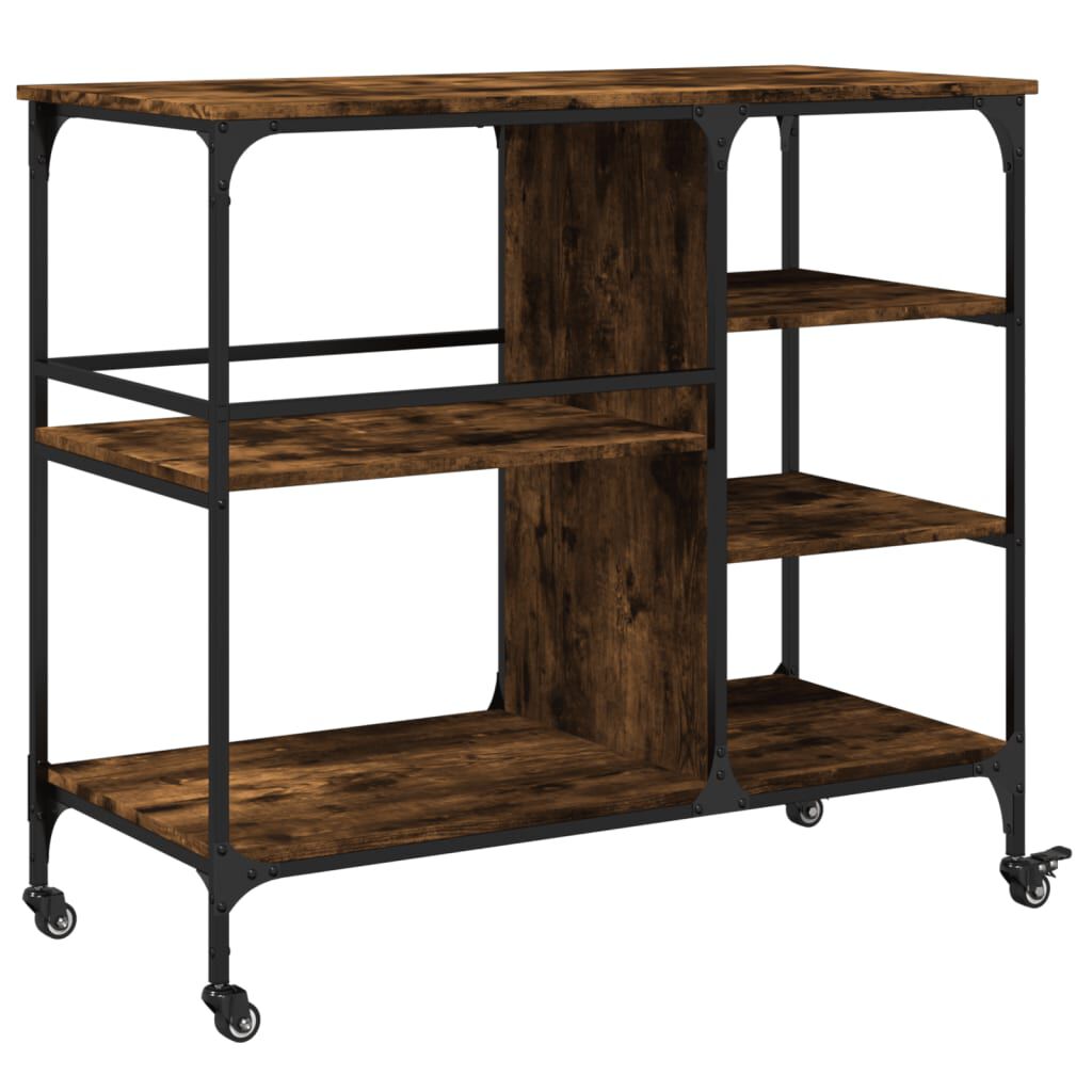 vidaXL Kitchen Trolley Smoked Oak 100x45x89.5 cm Engineered Wood