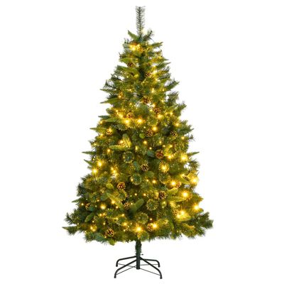 vidaXL Artificial Hinged Christmas Tree 300 LEDs 210 cm