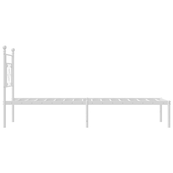 vidaXL Metal Bed Frame without Mattress with Headboard White 100x200cm