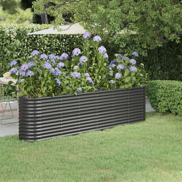 vidaXL Garden Raised Bed Galvanised Steel 260x40x68 cm Anthracite