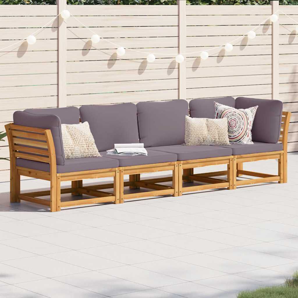 vidaXL 4 Piece Garden Lounge Set with Cushions Solid Wood Acacia