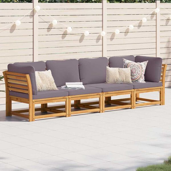vidaXL 4 Piece Garden Lounge Set with Cushions Solid Wood Acacia