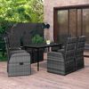 vidaXL 7 Piece Garden Dining Set with Cushions Grey