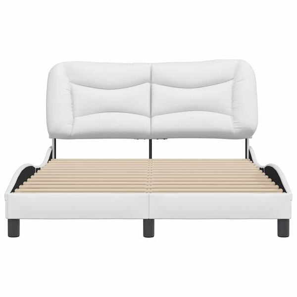 vidaXL Bed Frame without Mattress "Hvar" White 137x190 cm Double Faux Leather