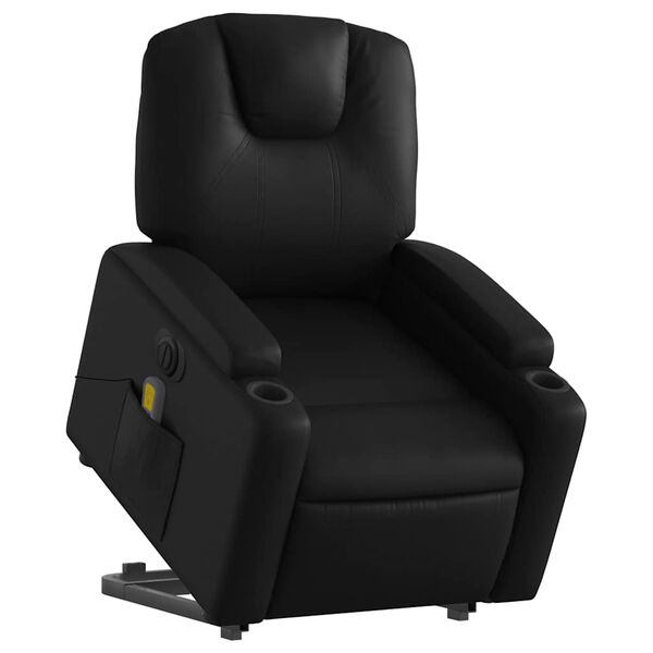 vidaXL Electric Stand up Massage Recliner Chair Black Faux Leather