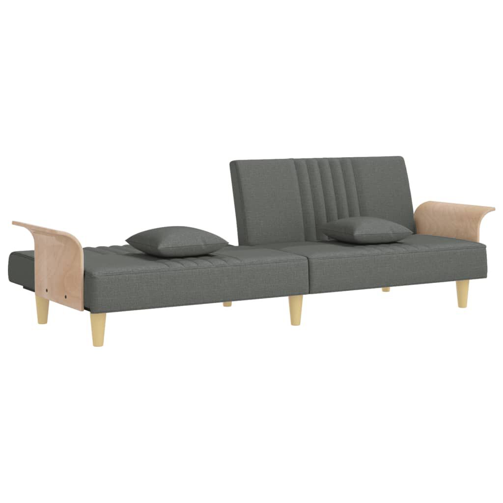 vidaXL Sofa Bed with Armrests Dark Grey Fabric