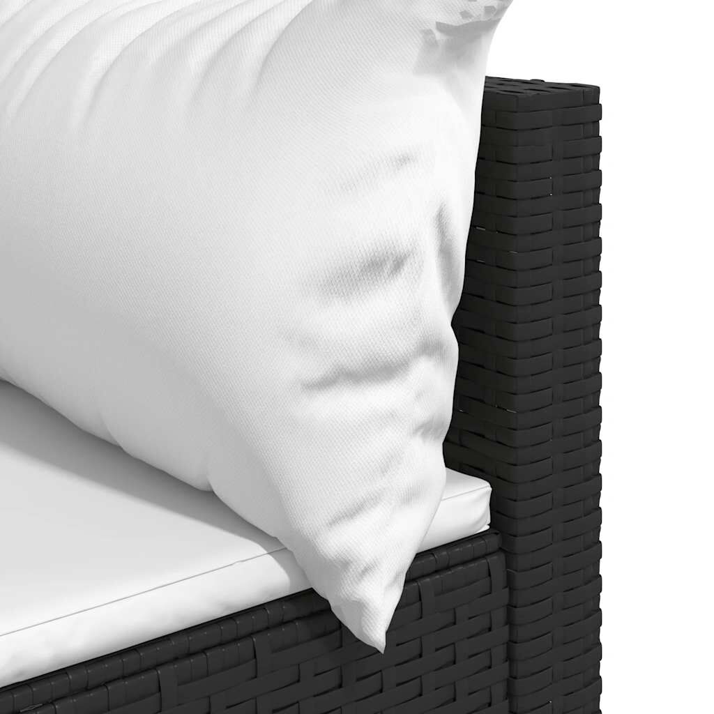 vidaXL Garden Corner Sofas with Cushions 2 pcs Black Poly Rattan