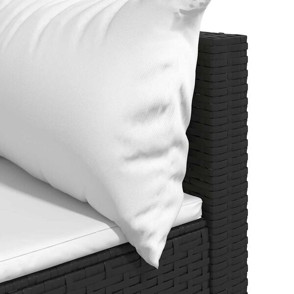 vidaXL Garden Corner Sofas with Cushions 2 pcs Black Poly Rattan