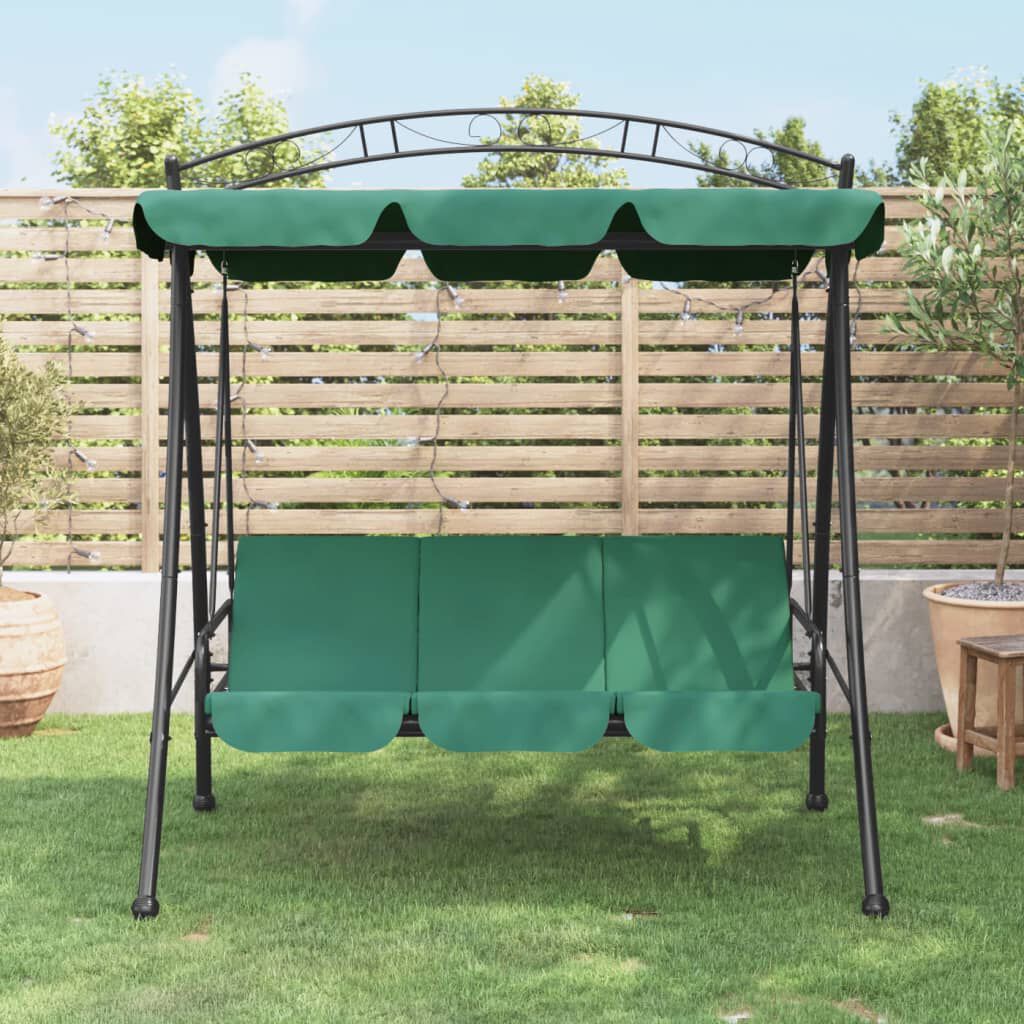 vidaXL Garden Swing Bench with Canopy Green 198 cm Fabric and Steel