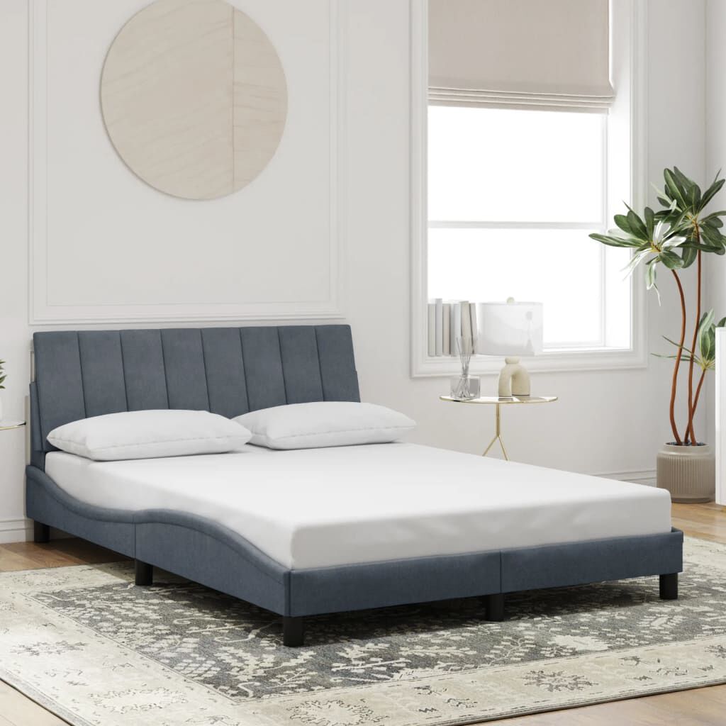 vidaXL Bed Frame with LED without Mattress Dark Grey 137x190 cm Velvet