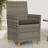 vidaXL Garden Chairs with Cushions 2 pcs Grey Poly Rattan&Solid Wood