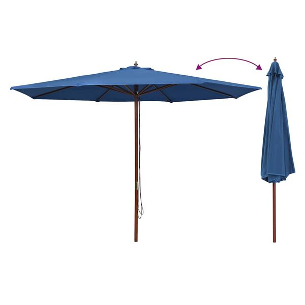 vidaXL Garden Parasol with Wooden Pole 350 cm Blue
