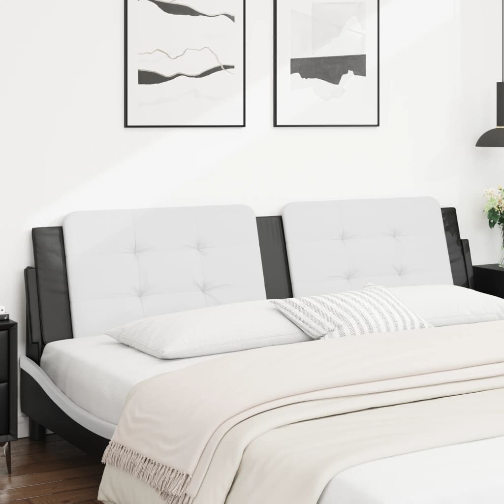 vidaXL Headboard Cushion "Zadar" White and Black 193 cm Faux Leather
