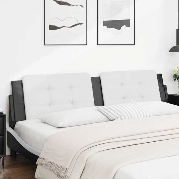vidaXL Headboard Cushion "Zadar" White and Black 193 cm Faux Leather