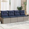 vidaXL Garden Sofa with Cushion Grey 220 x 62 x 69 cm Poly Rattan