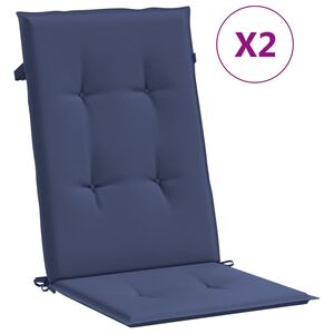 vidaXL Highback Chair Cushions 2 pcs Navy Blue Fabric