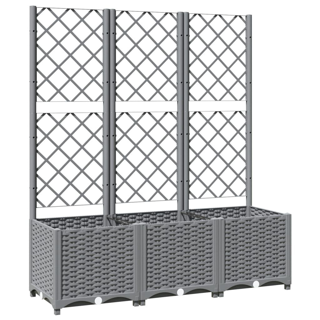 vidaXL Garden Planter with Trellis Light Grey 120x40x136 cm PP