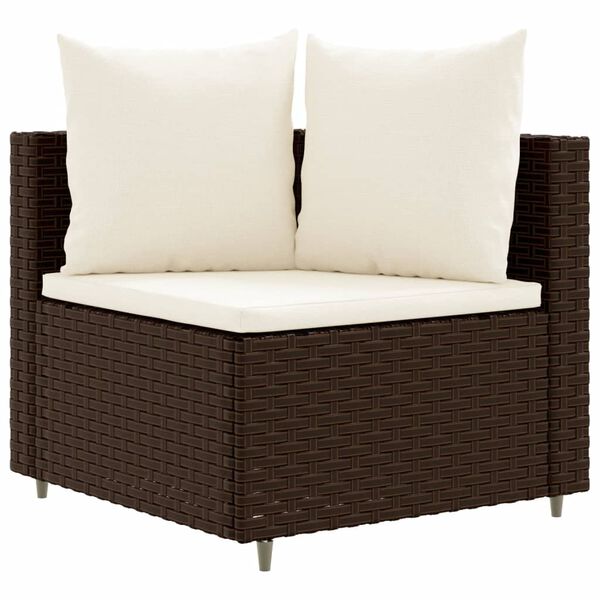 vidaXL 4 Piece Garden Sofa Set with Cushions Brown Poly Rattan