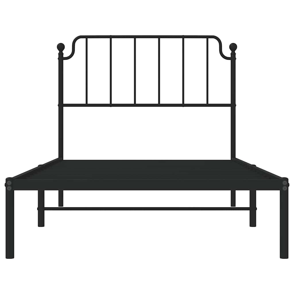 vidaXL Metal Bed Frame without Mattress with Headboard Black 100x200cm