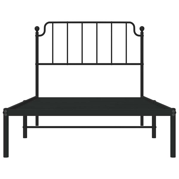 vidaXL Metal Bed Frame without Mattress with Headboard Black 100x200cm