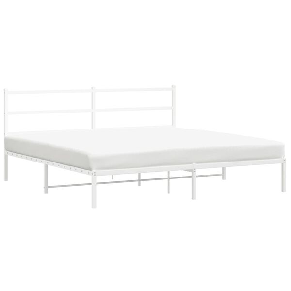 vidaXL Metal Bed Frame without Mattress with Headboard White 193x203cm