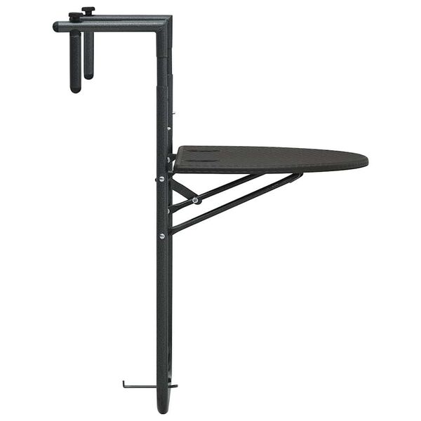 vidaXL Hanging Balcony Table Brown 60x64x83.5 cm Plastic Rattan Look