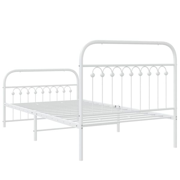 vidaXL Metal Bed Frame without Mattress with Footboard White 100x200cm
