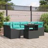 vidaXL Garden Sofa Set with Cushion 7 pcs Black and Blue Poly rattan