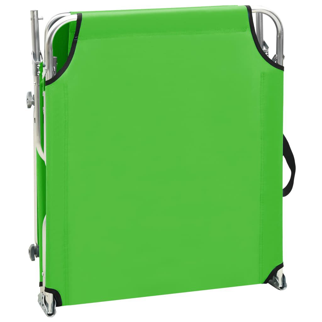 vidaXL Folding Sun Lounger with Canopy Steel Apple Green
