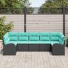 vidaXL Garden Sofa Set with Cushion 7 pcs Black Poly Rattan