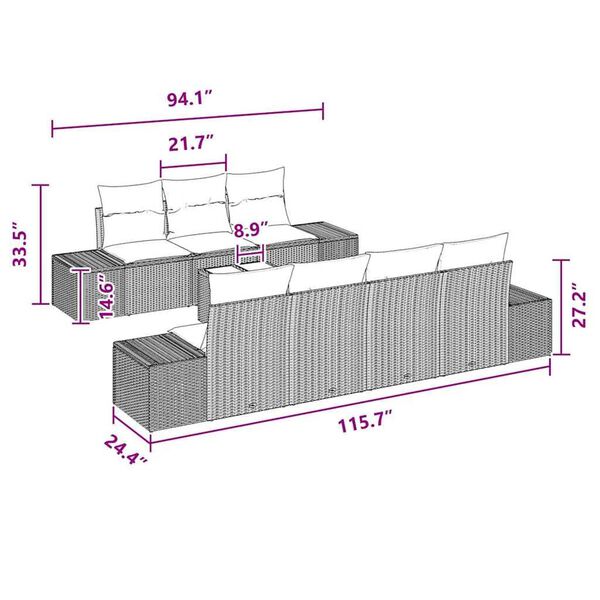 vidaXL Garden Sofa Set 8 pcs Brown Poly rattan