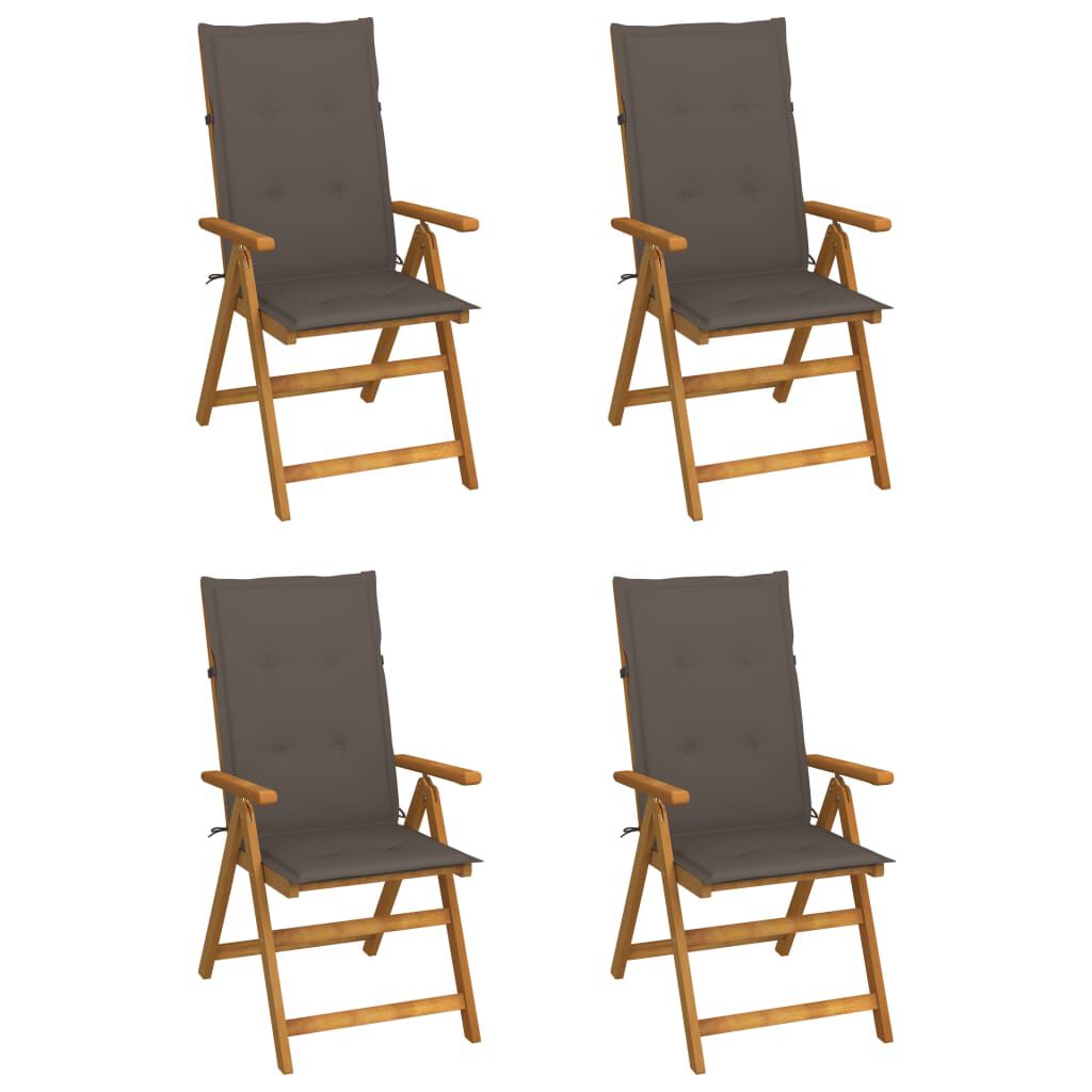 vidaXL Garden Reclining Chairs 4 pcs with Cushions Solid Acacia Wood
