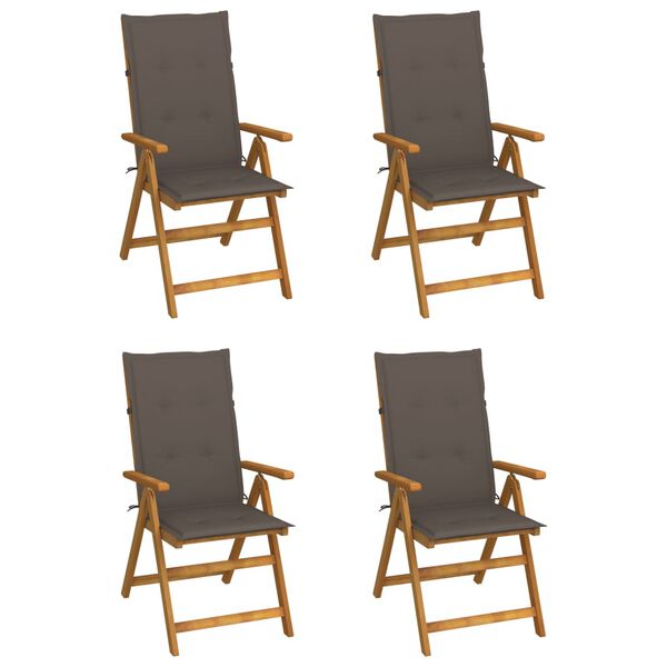 vidaXL Garden Reclining Chairs 4 pcs with Cushions Solid Acacia Wood