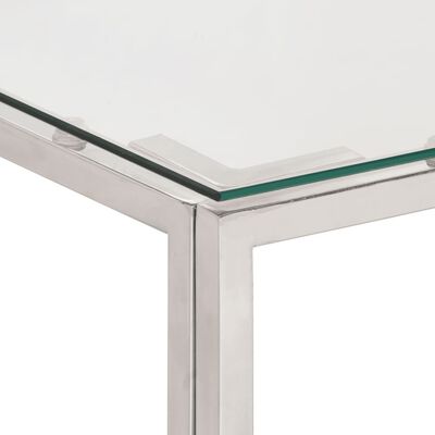 vidaXL Coffee Table Silver Stainless Steel and Tempered Glass