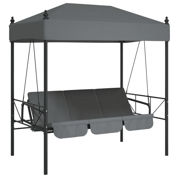 vidaXL Garden Swing Bench with Canopy Dark Grey&nbsp;Steel