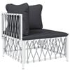 vidaXL 11 Piece Garden Lounge Set with Cushions White Steel