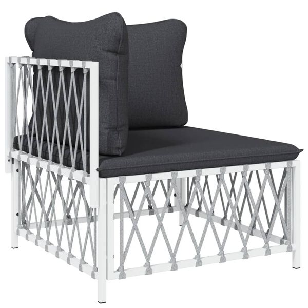 vidaXL 11 Piece Garden Lounge Set with Cushions White Steel