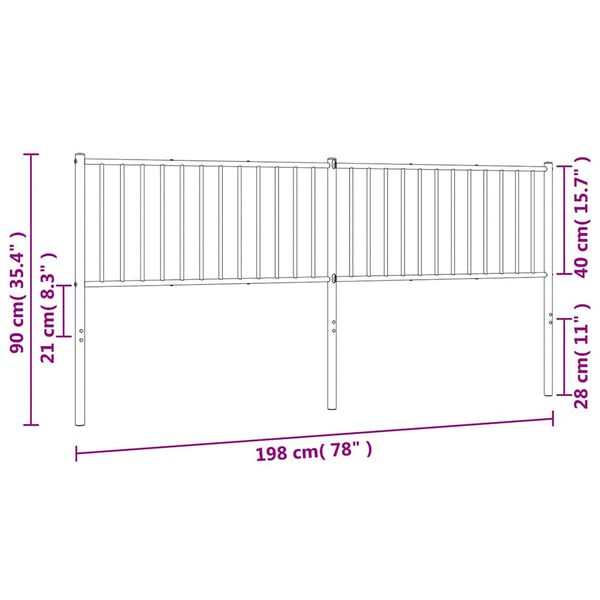 vidaXL Metal Headboard White 193 cm
