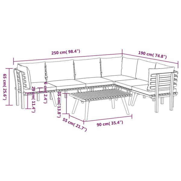 vidaXL 7 Piece Garden Lounge Set with Cushions Solid Wood Acacia