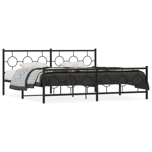 vidaXL Metal Bed Frame without Mattress with Footboard Black 193x203cm