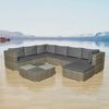 vidaXL 8 Piece Garden Lounge Set with Cushions Poly Rattan Grey